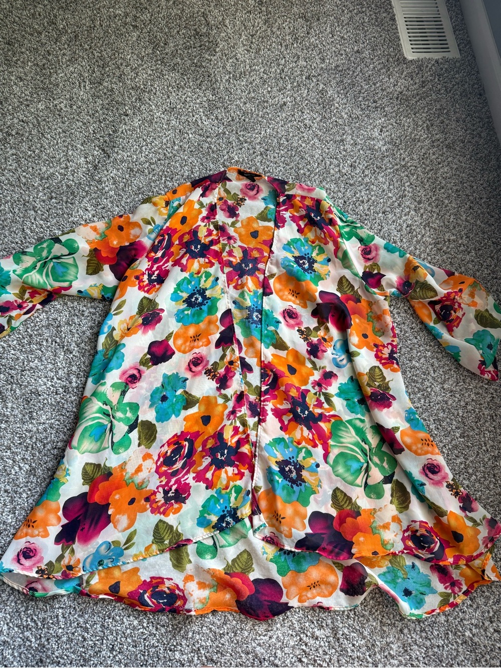 Espresso Floral Silk-Look Blouse in Multicolor